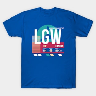 London (LGW) Airport Code Baggage Tag E T-Shirt